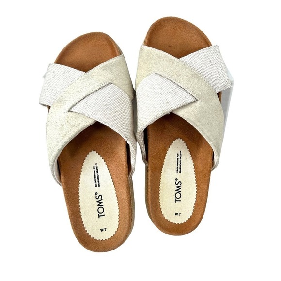 TOMS Paloma Cross Front Suede Sandals in Cream Women's Size 7 - Picture 2 of 10